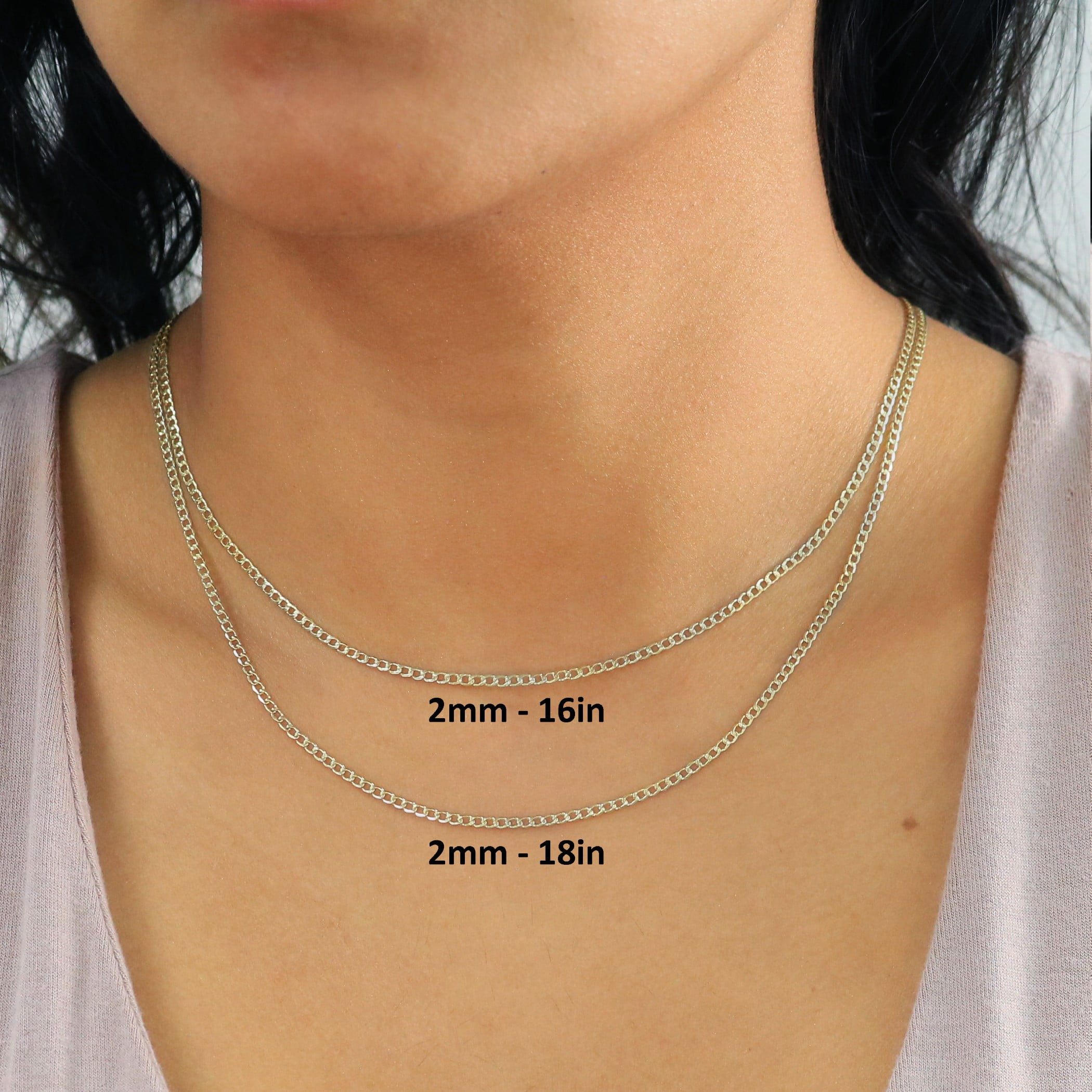Nuragold 10k Real Yellow Gold Cuban Curb Link 2mm Chain Necklace (16"-24") Italian Jewelry for Men & Women