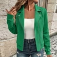 thumbnail image 2 of Lnmiateer Womens Cropped Zip Front Coat Lapel Lightweight Soft Jacket Chic Versatile Casual Autumn Winter Street Outer Tops, 2 of 9