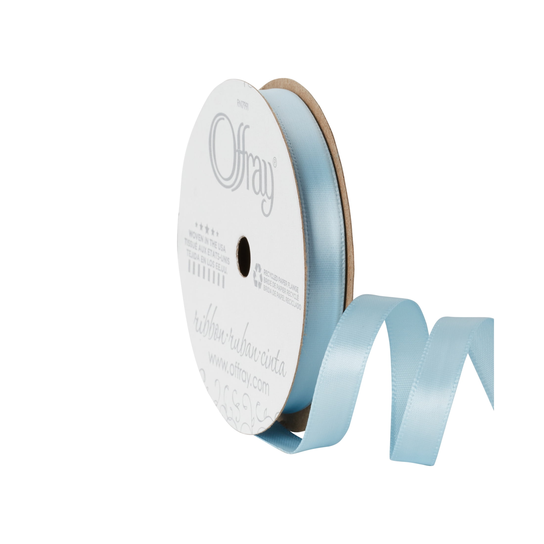(3 pack) Offray Ribbon, Powder Blue 3/8 inch Single Face Satin Polyester Ribbon, 18 feet