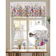 thumbnail image 7 of Colorful Flower Valances for Windows Floral Farmhouse Garden Beige Texture Valance Rod Pocket Light Filtering Short Window Treatments Curtains for Kitchen Bathroom Living Room Bedroom, 42 x 18 Inch, 7 of 7
