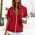 thumbnail image 5 of WRFWUL Womens Zip Up Short Sleeve Hoodies Open Front Fall Hooded Pullover Sweatshirt with Pockets, 5 of 7