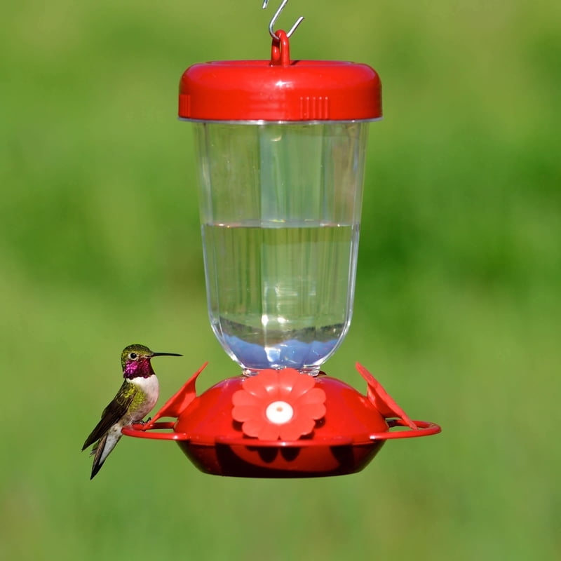 CHILIPET 3-Pack Plastic Red Flowers Hummingbird feeders 3, RED 