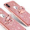 thumbnail image 4 of SOGA Diamond Bling Glitter Cute Phone Case with Kickstand Compatible for iPhone XR Case, Rhinestone TPU Bumper with Magnetic Ring Stand Girls Women Cover for Apple iPhone XR [Rose Gold], 4 of 5