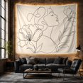 thumbnail image 6 of Minimalist Line Art Woman Profile with Floral Elements on Light Grey Background Serene Boho for Women Wall Decor Housewarming Gift Tapestry Wall Hanging for Bedroom and Living Room, 6 of 7