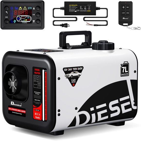 Calefactor diésel Dkenicor 8 kW, tanque de 7 L, 110 V-240 V, control remoto