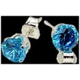 thumbnail image 3 of December Birthstone 5mm Lab Blue Zircon Sterling Silver Earrings, 3 of 6