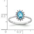 thumbnail image 2 of 925 Sterling Silver Rhodium Light Swiss Blue Topaz Diamond Ring Size 6, 2 of 6