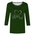 thumbnail image 3 of Tops de Cuello Redondo para las Mujeres Moda Impresa 3/4 Mangas Blusa Casual Top, Estante de Imitación, 3 of 5
