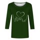 thumbnail image 3 of Tops de Cuello Redondo para las Mujeres Moda Impresa 3/4 Mangas Blusa Casual Top, Estante de Imitación, 3 of 5