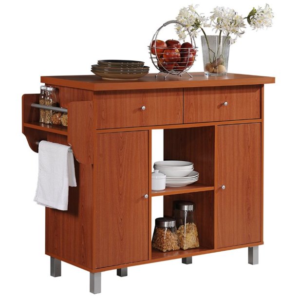 Hodedah Kitchen Island with Spice Rack plus Towel Holder ...
