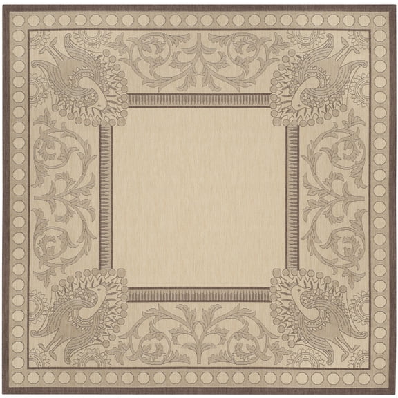 Safavieh Courtyard Cooper Botanical Indoor/Outdoor Area Rug, Natural/Chocolate, 7'10" x 7'10" Square