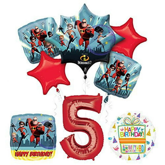 Incredibles 2 party supplies 5th Birthday Balloon Bouquet Decorations