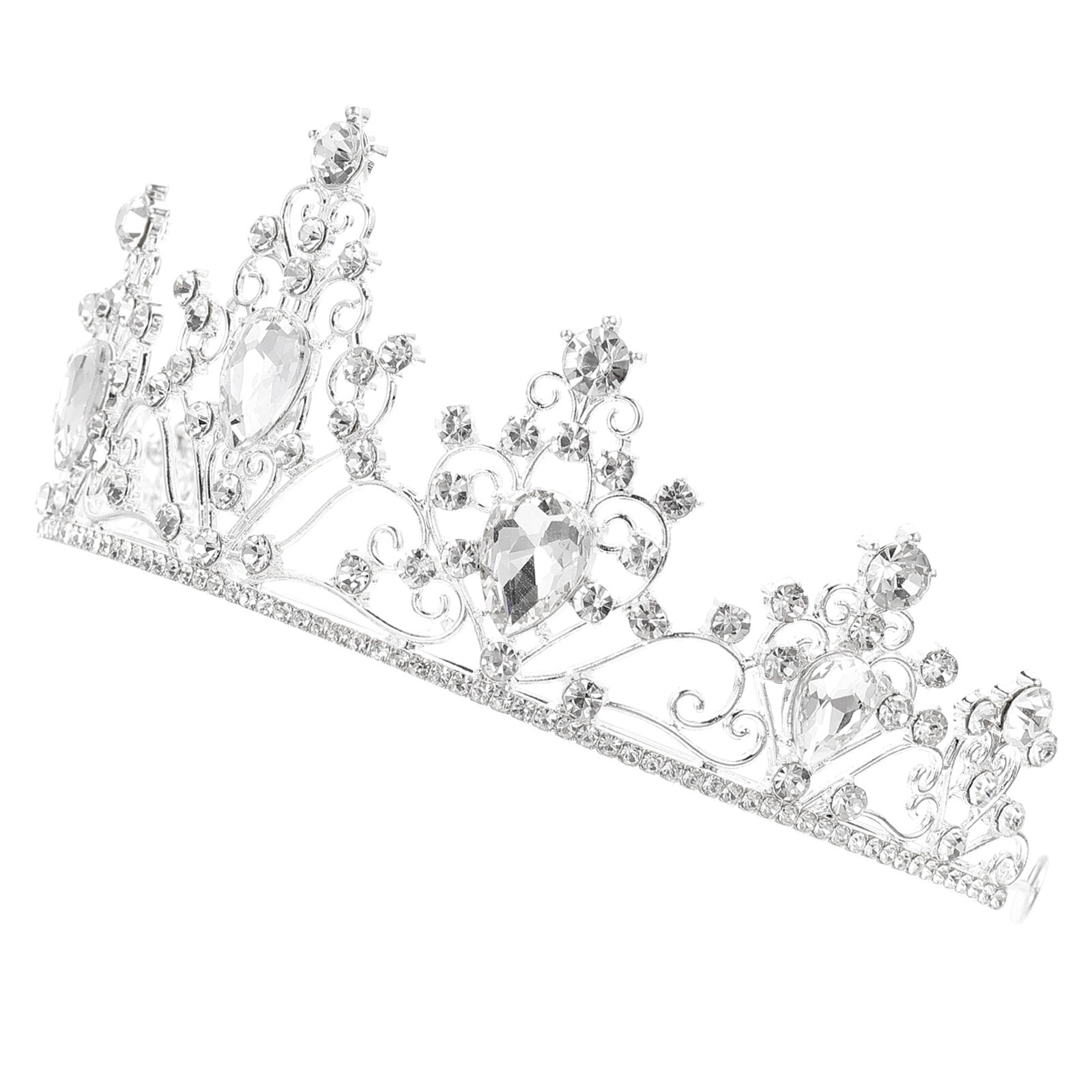 SWETRACE Plated Silver Rhinestone Wedding Crown Hair Accessories for Banquet and Engagement