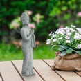 thumbnail image 2 of Ornement de Jardin Debout Bouddha Pierre en Résine Effet Zen Statue Extérieure Intérieure, 2 of 8