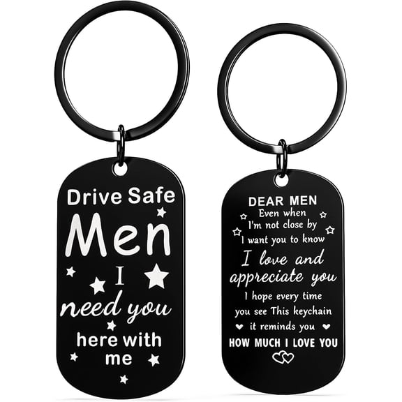 Stocking Stuffers for Men, Drive Safe Keychain, Christmas Gifts for Men Keychain, Father's Day Gifts for Husband from Wife, Birthday Anniversary Retirement Valentines Day Presents for Him Husband