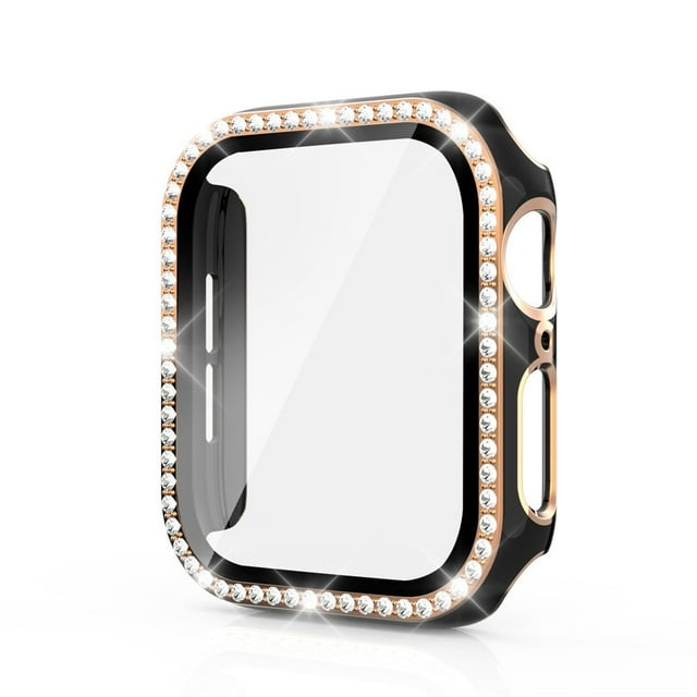 Apple Watch Case with Tempered Glass Screen Protector for Apple Watch 44mm Series 6/5/4/SE, Bling Crystal Diamond Rhinestone Ultra-Thin Bumper Full Cover Protective Case for Women Girls iWatch