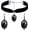 Black Raven3, variant on Gothic Necklace Earrings Set for Women,Vintage Black Velvet Witch/Crow/Bat Glass Pendant Necklace Punk Style Crystal Cameo Glass Jewelry Set Goth Victorian Costume Halloween Accessories