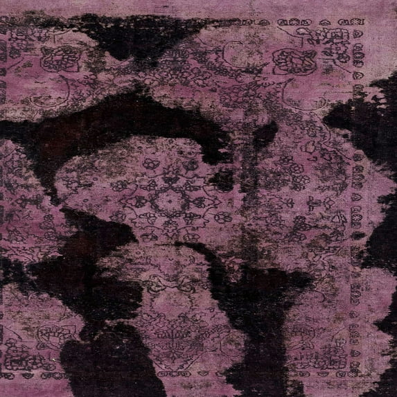 Ahgly Company Machine Washable Indoor Square Abstract Raspberry Purple Area Rugs, 6' Square