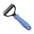 thumbnail image 3 of FEOLGEHLY Double Sided Pet Dematting Comb for Dogs Cats - Undercoat Rake Deshedding Brush with Stainless Steel Rounded Tips Dual Teeth for Gentle Grooming - Versatile Dematting Comb (Blue), 3 of 7