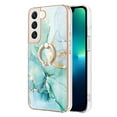 thumbnail image 4 of Marble Pattern Case for Samsung Galaxy S23 Plus, Diamond Rotated Ring Holder Kickstand Slim Fit Cover with Electroplated Frame All-Inclusive Lens Protection Anti-Shock Case, Green, 4 of 4