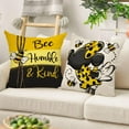 thumbnail image 5 of Spring Cartoon Mouse Decorative Throw Pillow Covers 18 x 18 Set of 4, Always Bee Happy Yellow Black Stripes Cushion Case Decor, Bee Humble Kind Polka Dot Home Decoration for Sofa Couch, 5 of 6