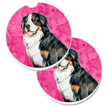 

Pink Bernese Mountain Dog Set of 2 Cup Holder Car Coaster