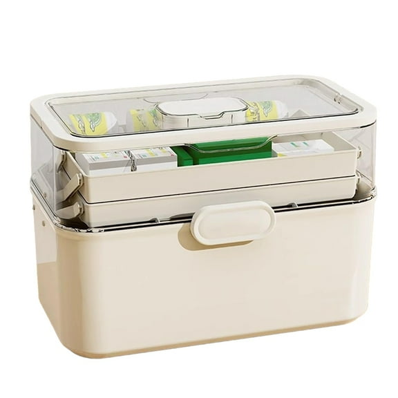 3-Tier Medicine Storage Box, Portable & Dustproof,Multi-Layer Storage,Family Size Organizer for Home & Travel