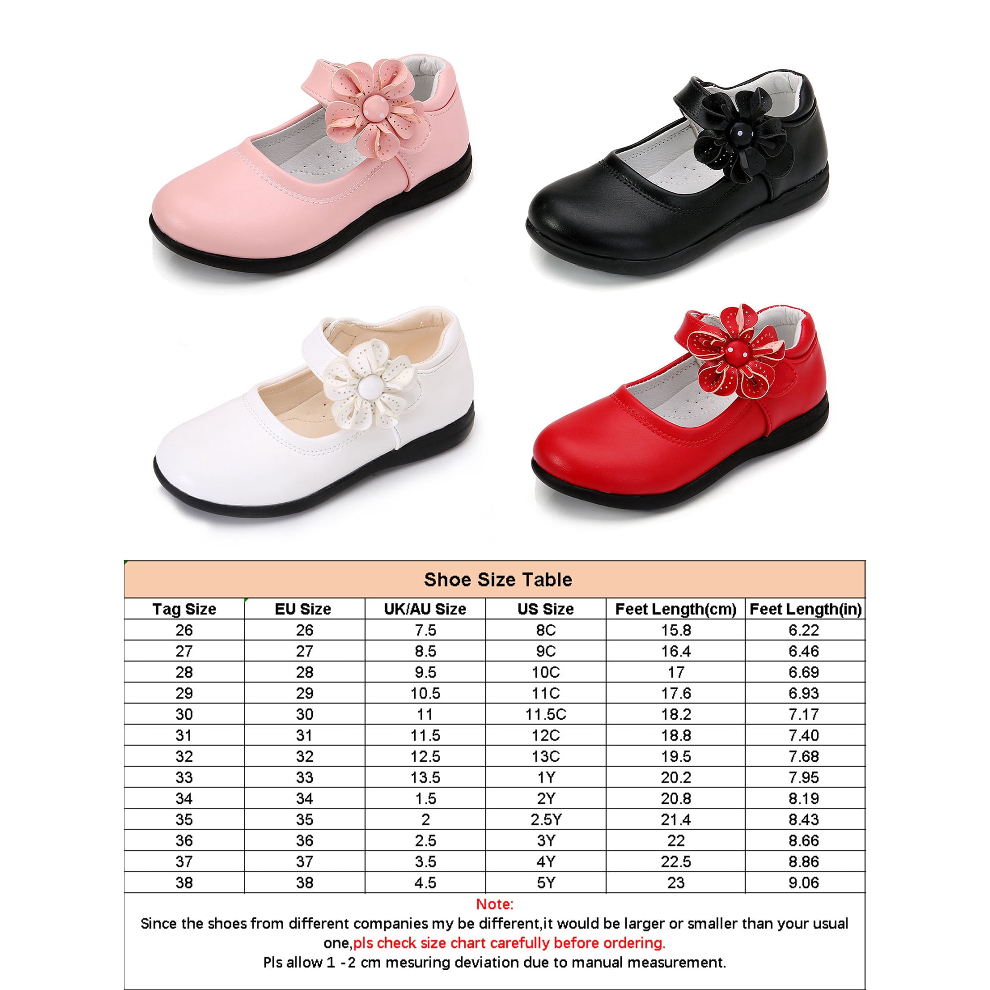 Ukap Kids Flats Princess Dress Shoes Ankle Strap Mary Jane Flat Uniform Leather Shoe Lightweight Red Us 2.5y Red Us 2.5y