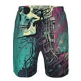 thumbnail image 4 of Yiaed Cartoon Art Skull Print Men's Swim Trunks with Lining Quick Dry Sports Shorts Beach Shorts Boardshorts-, 4 of 5