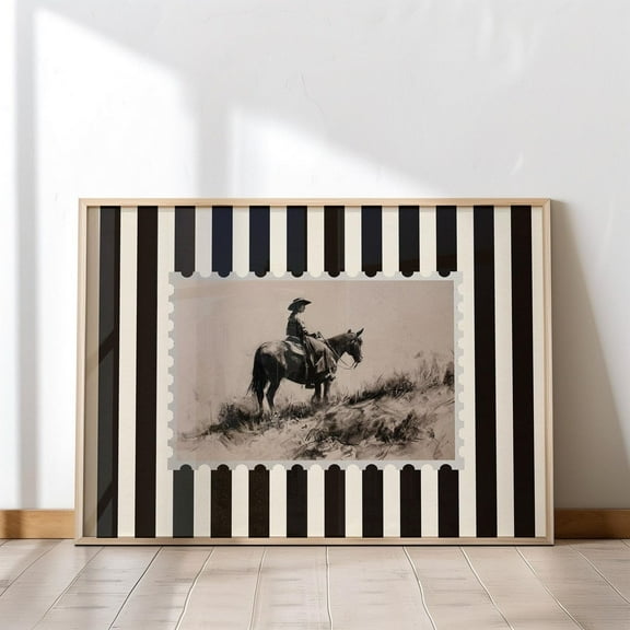 Modroom Vintage Cowgirl Print Western Home Decor Cowboy Wall Art Rustic Mid West Striped Cottagecore Poster Retro Rodeo Aesthetic Living Room Print Wall Art, Modern Wall Decor, 8x12 UNFRAMED