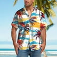 thumbnail image 1 of Blusa y camisa de manga corta con cuello vuelto para hombre, blusa informal con botones y estampado hawaiano, blusa de manga corta con cuello vuelto para hombre, 1 of 7