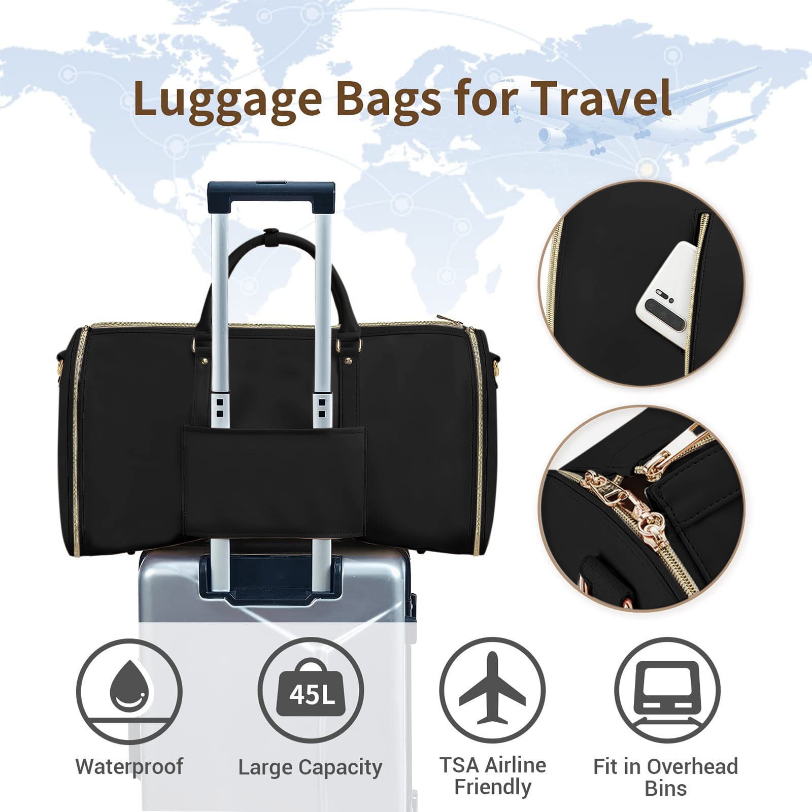 CXALSSY Travel Duffel Bag, Travel Bag, Large Duffel Bag, Weekenders & Overnight Bags, Duffel Bags for Women Men, Portable Foldable Lightweight Waterproof Duffel Bag