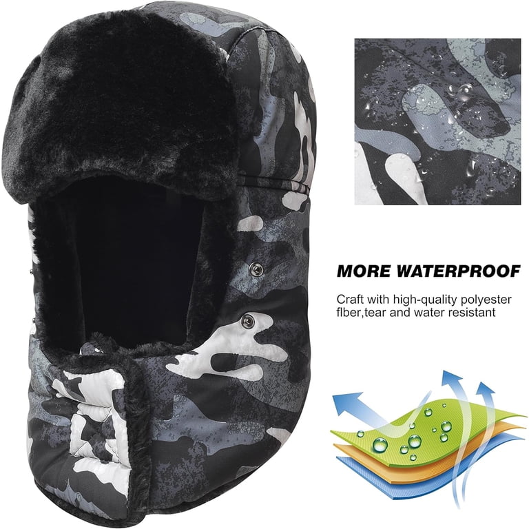 Waterproof Trapper Hat with Ear Flaps and Detachable Face Mask, Nylon, Unisex Amazon.com: RefrigiWear Insulated Trapper Hat with  main image 3