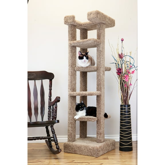 70"H New Cat Condos Solid Wood Cat Tree and Cat Tower for Large Cats-Color:Brown,Style:5-Level/70 inch