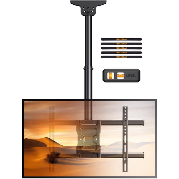 Perlegear Ceiling TV Mount, Hanging TV Mount for 37-75 inch Flat or Curved TVs up to 99 lbs, Full Motion TV Bracket with Swivel, Tilt, Max VESA 600x4