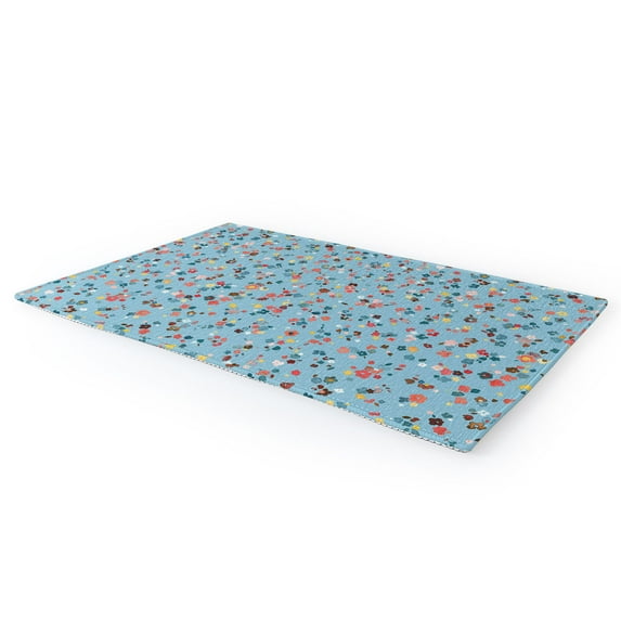 Society6 Ninola Design Watercolor Ditsy Flowers Blue 8' x 10 Rug