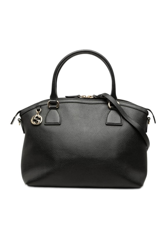 Pre-Owned Gucci Interlocking G Handbag Shoulder Bag 2WAY 449651 Black Leather Women's GUCCI