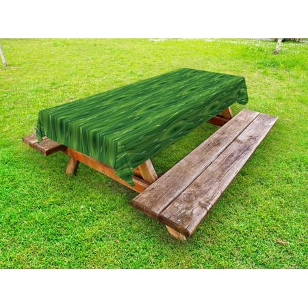 

Green Outdoor Tablecloth Retro Spring Freshness Themed Abstract Leaf Design Vertical Wavy Twigs Decorative Washable Fabric Picnic Tablecloth 58 X 120 Inches Fern Green Pale Green by Ambesonne