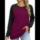 thumbnail image 1 of Sudadera Ligera de Larga con Cuello Redondo y Diseño Raglán con Bloques de Color para Mujer Rosa Roja XL, 1 of 10