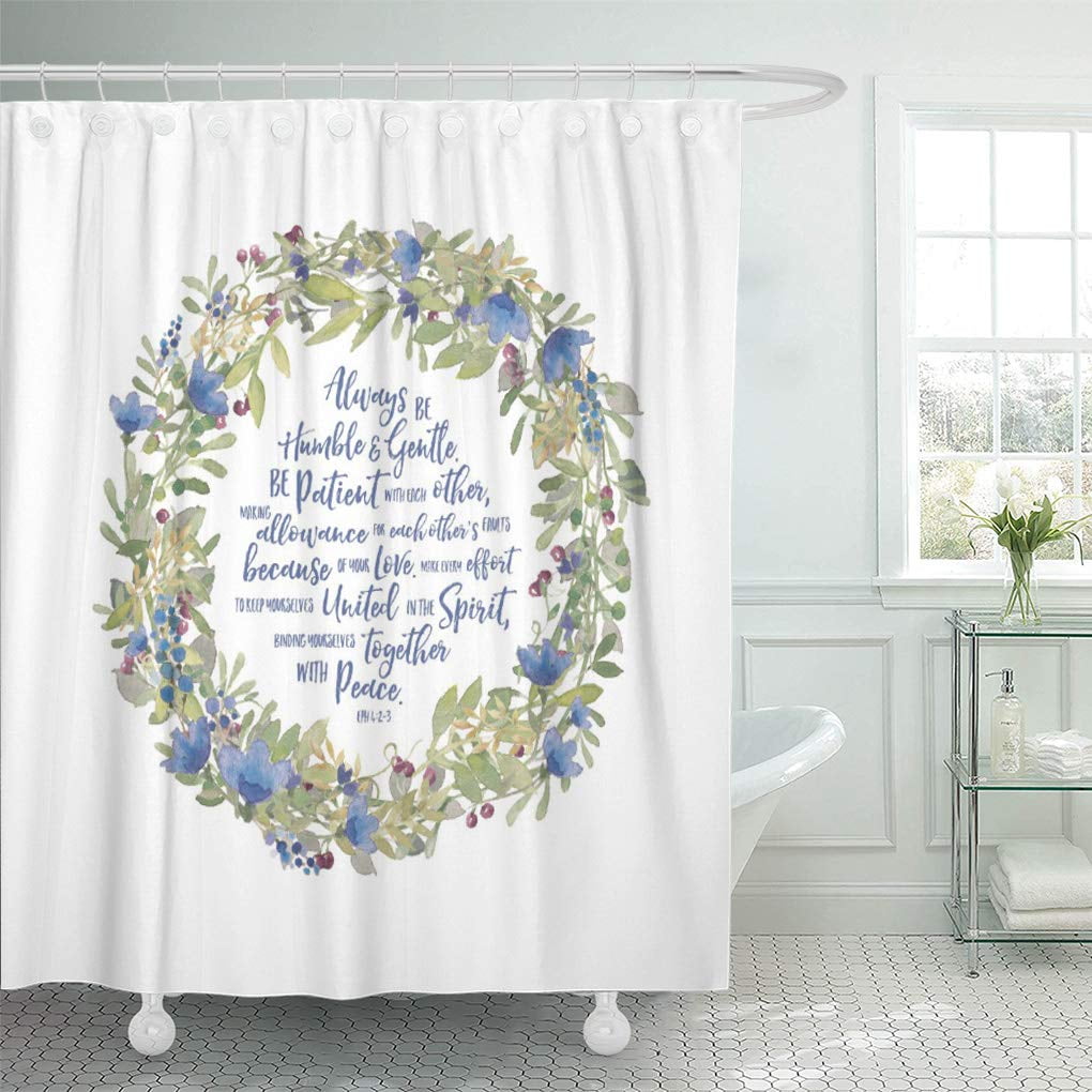 SUTTOM Inspirational Floral Scripture About Love Shower Curtain 60x72 inch