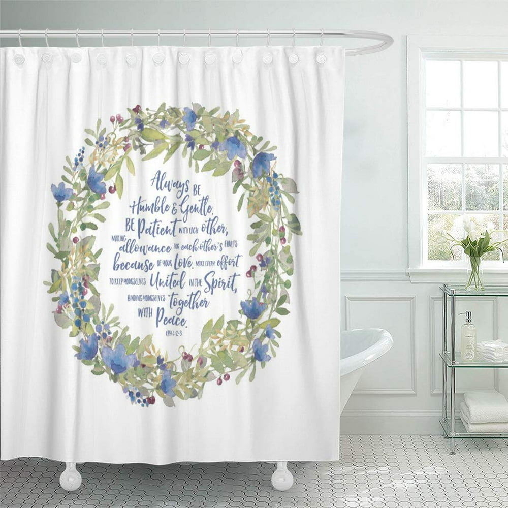 SUTTOM Inspirational Floral Scripture About Love Shower Curtain 60x72