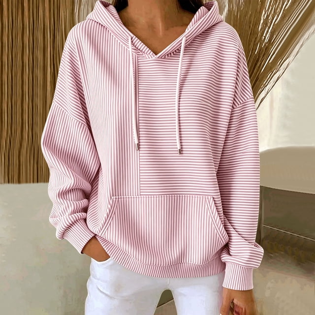 Neewe Womens Hoodies Casual Loose Long Sleeve Drawstring Pullover Sweatshirts Lightweight Hooded Tops with Pocket