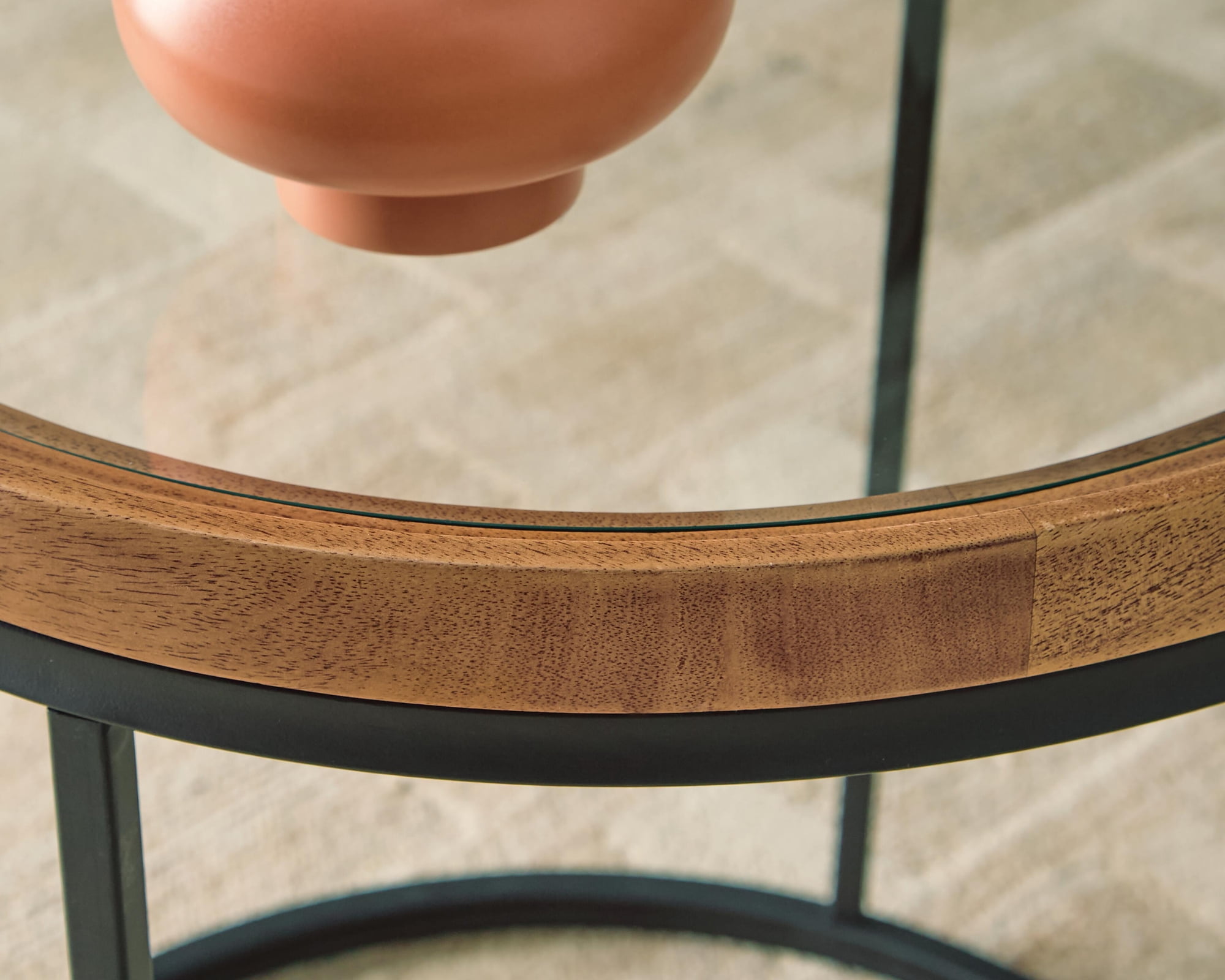 Signature Design By Ashley Noraluna Round End Table in Medium Brown/Black