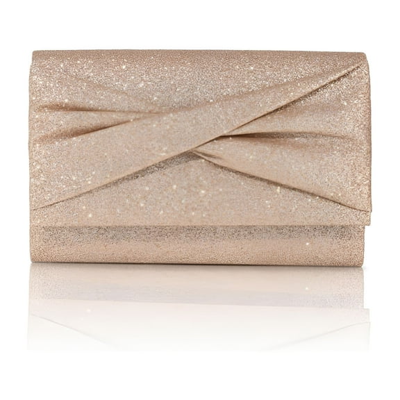 GASTROPOD Rose Gold Clutch Purses for Women, Evening Handbags with Detachable Chain for Wedding Party, Women’S Small Sequin Champagne Clutch