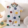 thumbnail image 2 of Faraee Baby Clothes Boy Girl Dinosaur Print Short Sleeve Romper Bodysuit Ribbed Cute One Piece Jumpsuit Infant Summer Outfit (Green,3-6 Months), 2 of 3