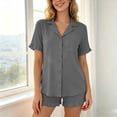 thumbnail image 3 of Vrorvz Ladies Pajamas Set Short Sleeve Sleepwear Button down Pjs Soft 2 Piece Shorts Lounge Sets for Women, 3 of 5