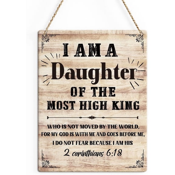Rustic Inspirational Bible Verse Wood Decor Sign, 2 Corinthians 6 18 Printed Wood Sign Wall Art, Hanging Door Sign, Christian Decorative Wood Sign Home Office Decor 8x10