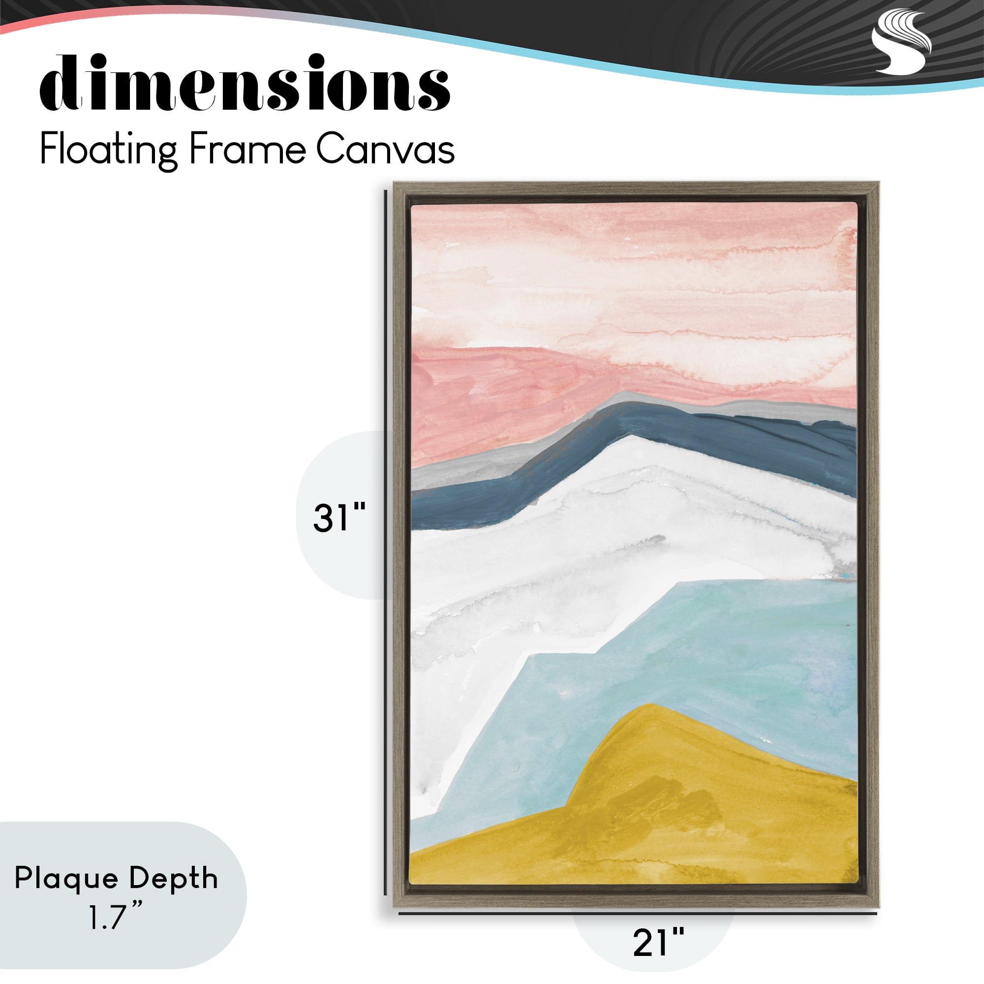 Stupell Industries Pastel Geometric Mountains Brown Framed Floater Canvas Wall Art, design by B. Danelle