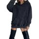 thumbnail image 3 of Sudadera con Capucha Vintage de Gran Tamaño para Mujer, de Algodón, Holgada, con Capucha, Estilo Jersey con Lavado Ácido A . Negro Lavado XXL, 3 of 10