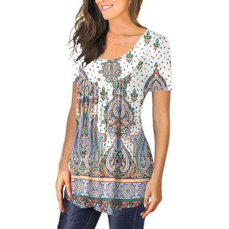 

HSMQHJWE Long Sleeve Shirts For Women Under Scrubs Stripes Tee Women Summer Casual Tops Short Sleeves Tunic Button Print Series Tee Shirts Tunic Button Shirt